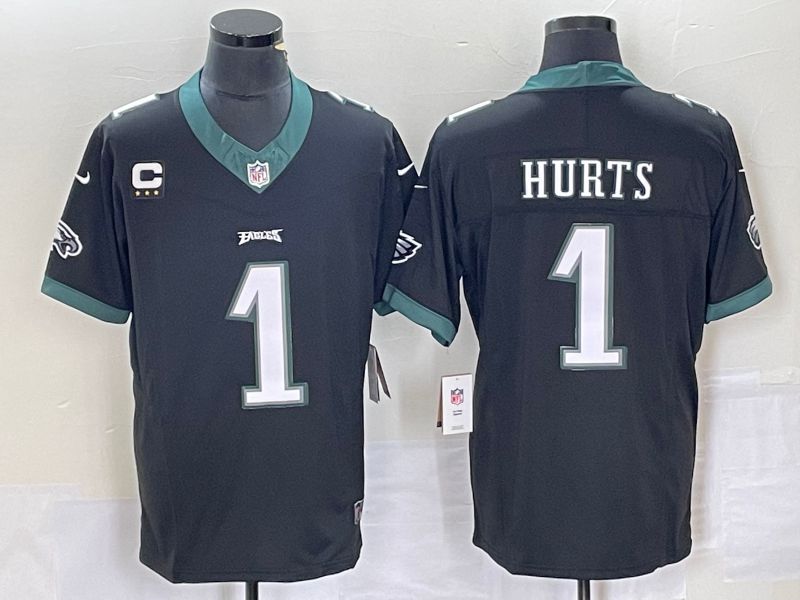 Men Philadelphia Eagles #1 Hurts Black 2023 Nike Vapor Limited NFL Jersey style 2->philadelphia eagles->NFL Jersey